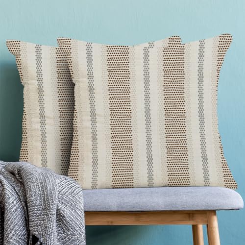 AEIOAE Brown Grey Gray Polka Dots Outdoor Pillow Covers 18x18 Set of 2 - color: Brown Grey Beige, size: 18" x 18" (Pack of 2)