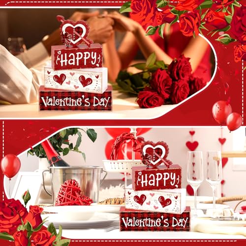 Britimes Tiered Tray Decor Set, 4 Pack, Wooden Table Sign, Heart Farmhouse - style: Cupid of Love Valentine