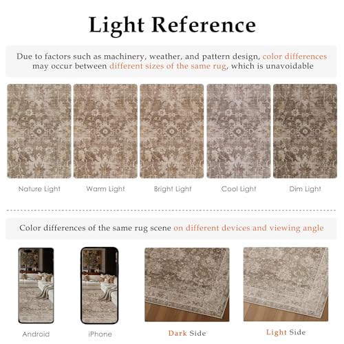 HUGEAR 8x10 Taupe Retro Distressed Washable Area Rug for Living Room - color: A| Taupe, size: 8' x 10' (Rectangular)