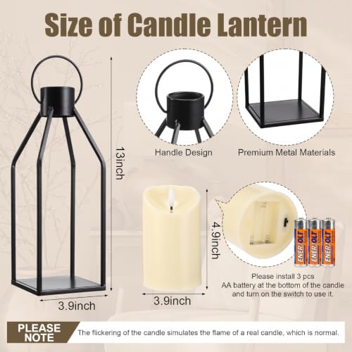 Novabright 6 Pcs Farmhouse Lantern Decor Set Candle Lanterns Simple Lines - style: Simple Lines