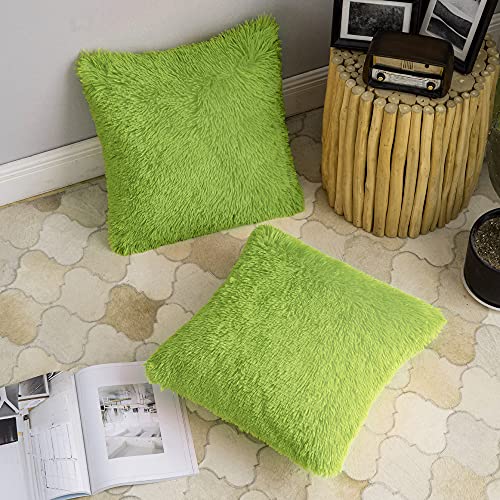 ANRODUO Plush Decorative Throw Pillow Covers Grinch Green 16x16 Pack of 2 - color: Grinch Green, size: 16" x 16" (Pack of 2)