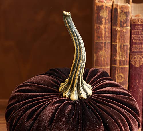 Your Heart's Content Brown 6.25 inch Velvet Pumpkin (Brown) - color: Brown