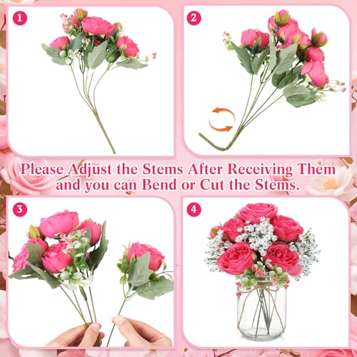 Zeyune 12 Sets Mason Jar Flowers Centerpiece Table Decorations,Hot Pink - color: Hot Pink