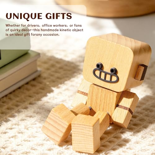 Shaking Wooden Man Figurine, for Adults Men Husband him, Christmas Thanksgiving Gifts, Wooden Doll, Desktop Decor, Car Dashboard Decorations