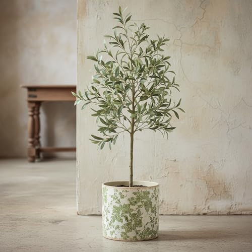 7.7" Large Green Plant Pots, Farmhouse Ceramic Flower Pots without Drainage - color: Distressed Sage, size: Large - No Drain Holes
