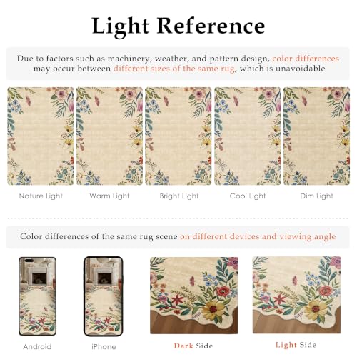 3x5 Floral Beige Scalloped Area Rug - color: Scalloped | Beige, size: 3' x 5' (Rectangular)