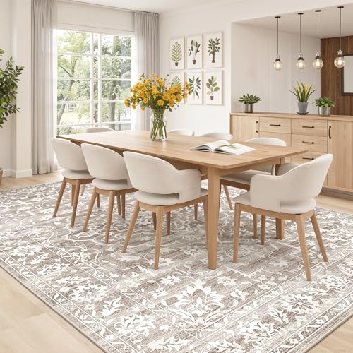 Soalmost 8x10 Area Rugs for Living Room, Washable Neutral Rug Light Brown - color: Light Brown, size: 8' x 10' (Rectangular)