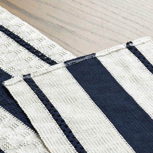 Artoid Mode Dark Blue Rustic Woven Table Runner 12x60 Inch - color: Dark Blue, size: 12" x 60", Table Runner