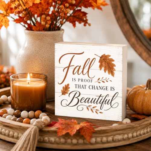 Fall is Proof That Change is Beautiful Sign | Orange Typography Wall Art - color: FALL29