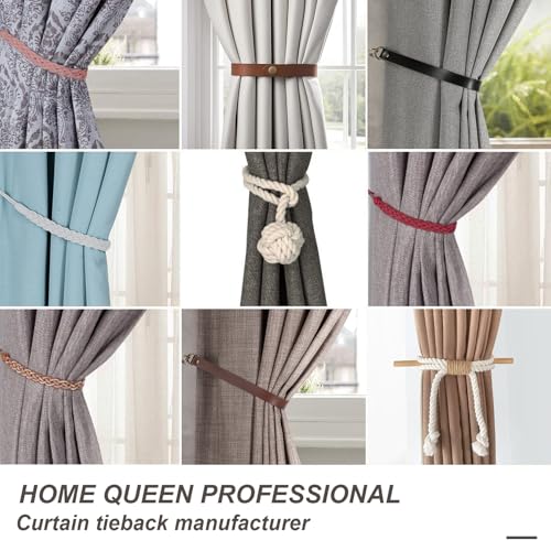 Home Queen Hand Braided Curtain Tie Back, Buckle Holdback Drapery Curtain Tiebacks, 2 Rope Belt Curtain Tie with 2 Metal Hooks, Silver - color: Silver, size: 2 Pack