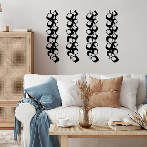 ruelen Mid Century Abstract Metal Wall Art Sculpture Set of 4(15.7x3.9in) - color: Block 4