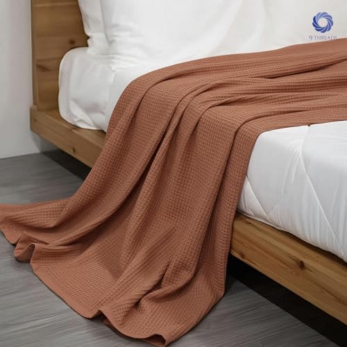 100% Long Staple Cotton Waffle Multipurpose Blanket | Soft & Breathable, Lightweight All-Season Throw for Bed/Couch/Sofa | Machine Washable | (Waffle-Coffee, Twin) - color: Waffle-coffee, size: Twin