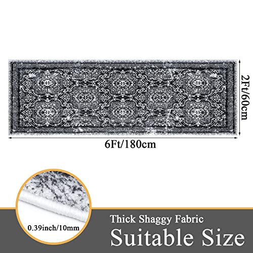 Vaukki Hallway Runner 2x6 ft, Black Vintage Shaggy Soft Kitchen Rug - color: Black, size: 2' x 6'(Runner)