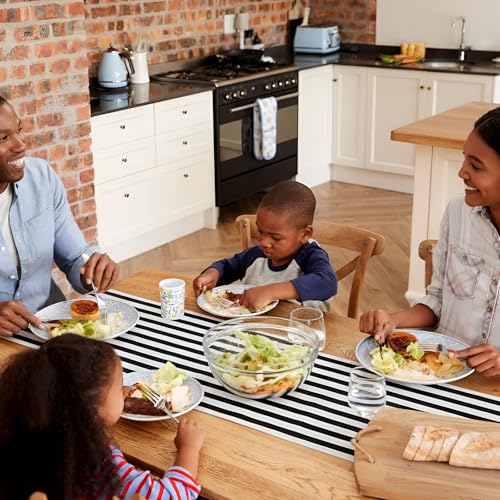 AmazingSpark Striped Table Runner Roll,Black,25' Long X 16" Wide - color: Black, size: 25' Long X 16" Wide
