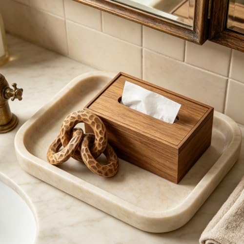 3-Link Rustic Wood Look Chain Knot – Hand-Carved Resin Wooden Ring Décor