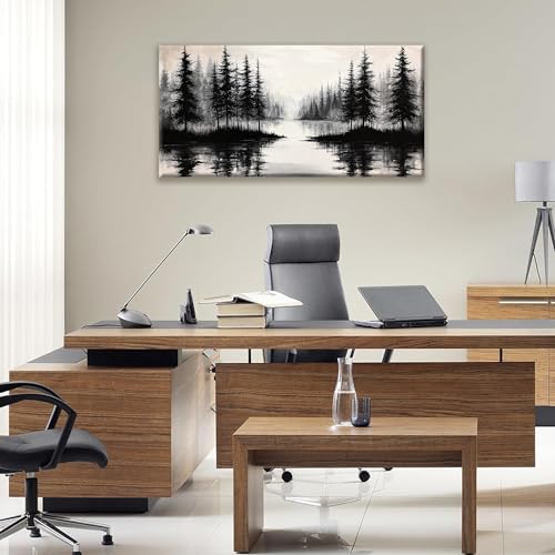 QSQ Black Canvas Art Wall Decor Print Modern Landscape Wall Art 20 X 40 In - color: black grey, size: 40"L x 20"W