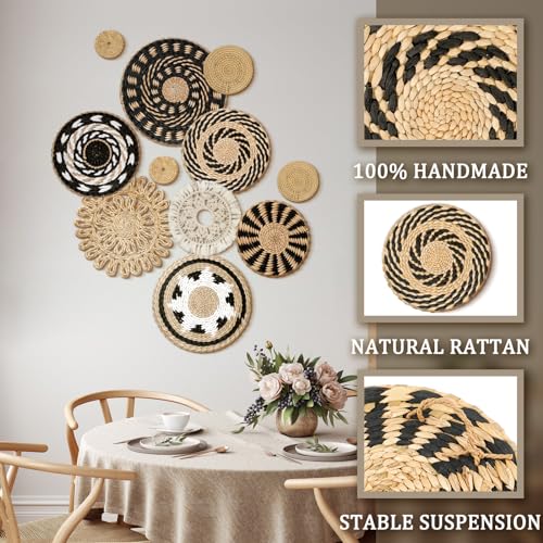 Tatuo 11 Pcs Boho Wall Basket Decor Woven Wall Hanging Art, Boho - style: Boho