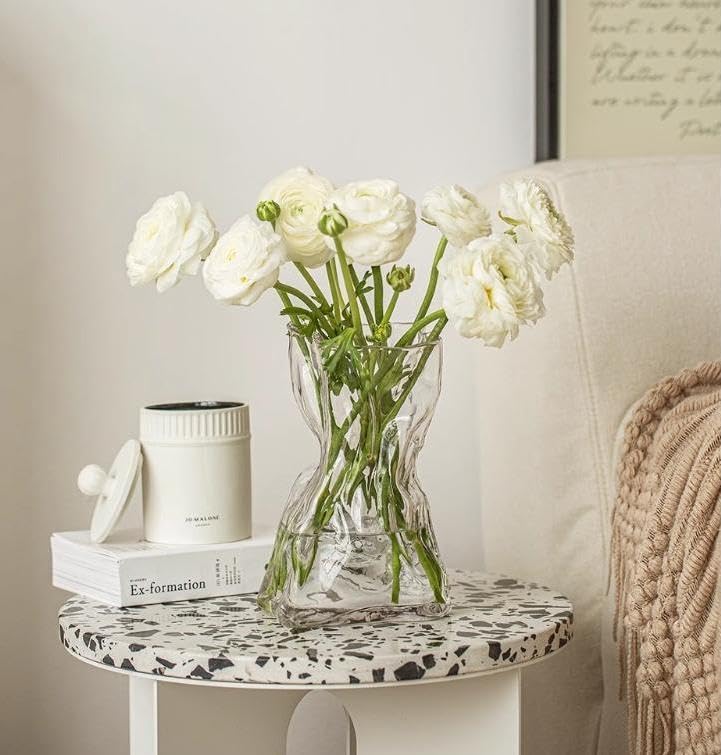 8.5IN Large Glass Vase, Irregular Clear Tall Flower vases for Centerpieces - color: Clear, size: Large