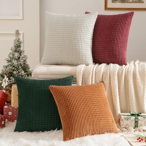 MIULEE Modern Decorative Pillow Covers 18x18 Inch Set of 4 Christmas Red - color: Christmas Red, size: 18" x 18" (Pack of 4)