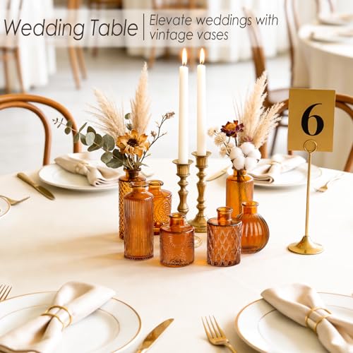 UPBUD Amber Glass Bud Vases Set of 36, Brown Small Vases for Flowers - color: Amber Brown-36pcs
