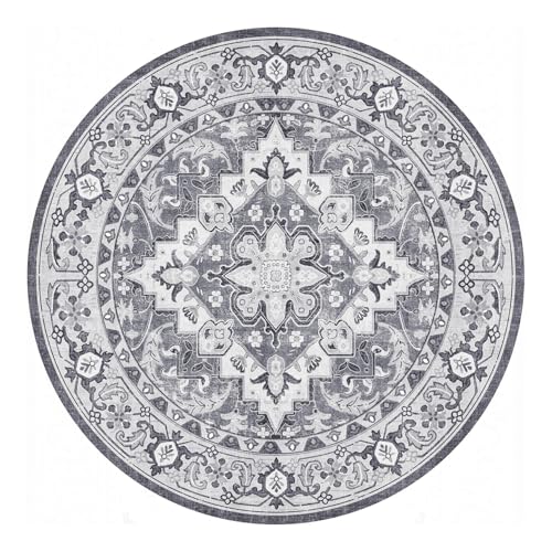 Lessymo 8FT Washable Round Area Rugs for Living Room, Non Slip Circle Rugs - color: Grey Beige, size: 8' (Round)