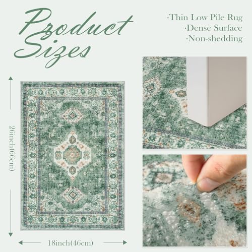 Seavish Green Boho Bathroom Rugs, 18x26 Inch Vintage Absorbent Bath Mat - color: Green, size: 18 x 26 inch