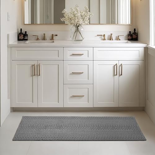 MatEssenz Runner Rug – Boho 2x6 ft Hallway Runner Rug Washable Non-Slip Entryway Rug with Rubber Backing, Grey, Machine Washable, Durable Hand-Woven Design for Home & Kitchen - color: Grey, size: 2' x 6' (Rectangular)