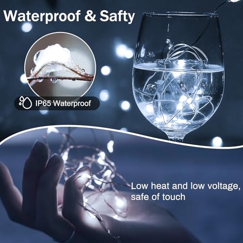 12 Pcs White Fairy Lights Waterproof 7Ft 20LED String Light - color: White, size: 12 PCS