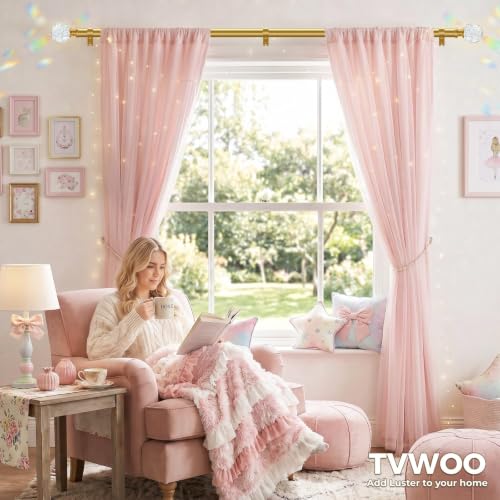 TVWOO Gold Rainbow Curtain Rods Adjustable Heavy Duty Crystal Ball,66-120" - color: Gold, size: 66-120" ( 1pack )