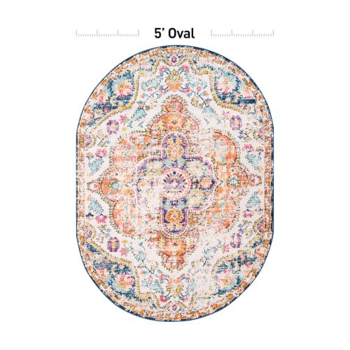 Rugshop Vintage Distressed Area Rug for Bedroom Multi 5' x 7' - color: Multi Color, size: 5' x 7' (Oval)