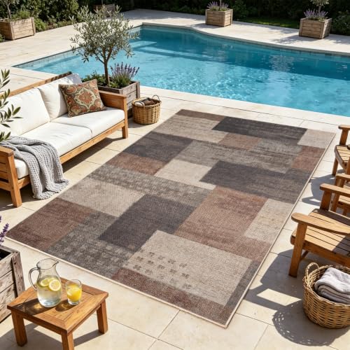 Modern Geometric Easy Jute Area Rugs 9x12 Living Room, Large Outdoor Carpet - color: Beige, size: 9x12ft