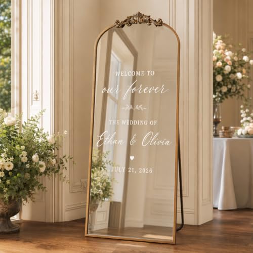 Easly 24"X65" Full Length Mirror Vintage, Bronze Arch Mirror for Home Decor - color: Bronze, size: 65"L x 24"W