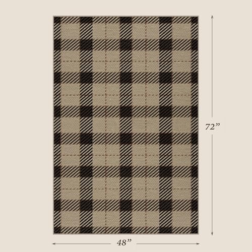 JTJ Easy Jute 4x6 Country Rug, Black & Tan Plaid, Washable - color: Beige Plaid, size: 4' x 6' (Rectangular)