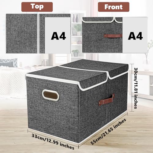 TYEERS Extra Large Collapsible Storage Bins with Lids and Compartments, Washable, Fabric Storage Boxes, 21.7x13x11.8 inches, 3 Pack, Black - color: Black, size: 3-Pack 21.7x13x11.8 in