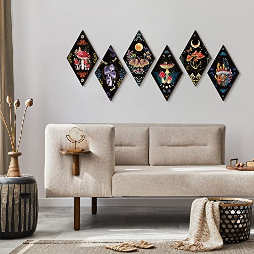 Sintuff Mushroom Wall Art Gothic Boho Sun Moon Phases Decor,Mushroom - style: Mushroom