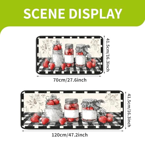 Classic Kitchen Mats for Floor, 2-Piece Non-Slip Kitchen Rugs - color: Dessert Illustrations