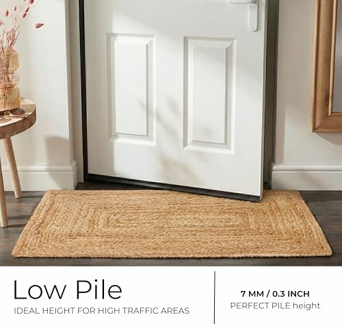THE BEER VALLEY Jute Braided Rug 2x3 Feet - Natural - color: Natural, size: 2' x 3' (Rectangular)