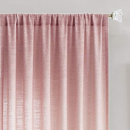 Central Park Ombre Semi Sheer Curtain, Cream White to Pink, 50" Wx108 Lx2 - color: Pink, size: 50"W x 108"L (Pack of 2)