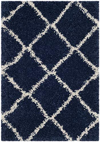 SAFAVIEH Hudson Shag Accent Rug 2'x3', Soft Plush Navy & Ivory SGH281C - color: Navy/Ivory, size: 2' x 3' (Rectangular)