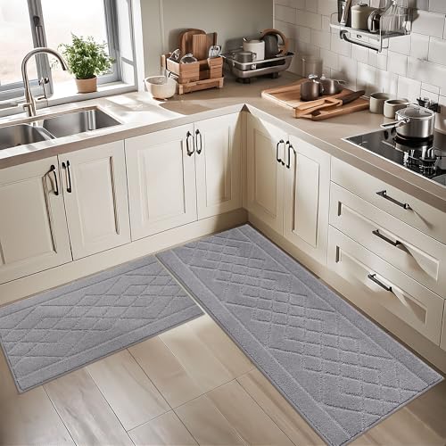 BEQHAUSE Kitchen Runner Rug Non Slip Kitchen Rugs, 20" x 59", Grey - color: Grey, size: 20" X 59"