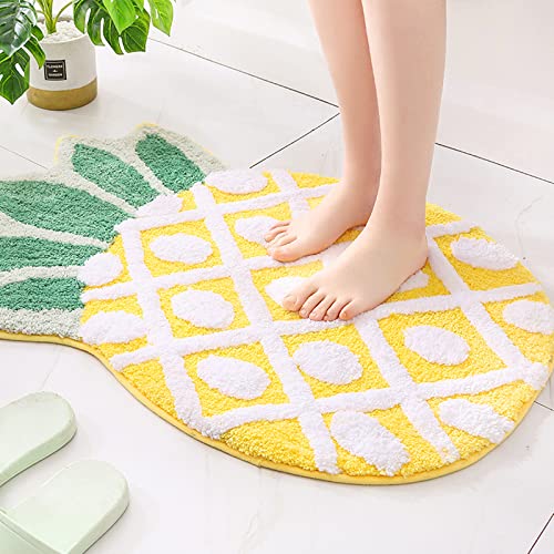 UKELER Bath Rug for Kids Non Slip Absorbent Bathroom Rugs Decorative Kitchen Mat Cartoon Pineapple Area Rugs for Kids Playroom Nursery Decor 31.5''x19.7'' - color: Pineapple