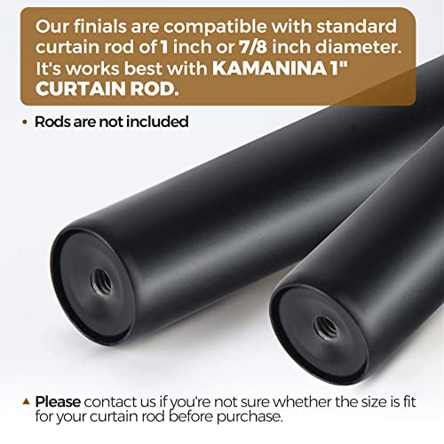 KAMANINA Square Finials for Curtain Rods 1 and 7/8 Inch, Set of 2, Black - color: Black