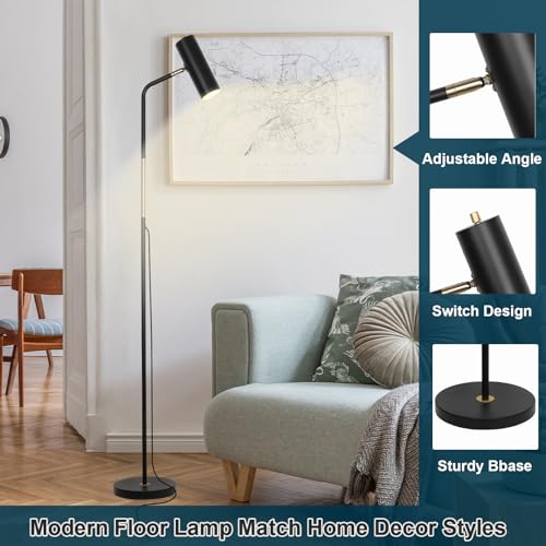 LALISU Floor Lamp, Industrial Floor Lamps for Living Rooms & Bedrooms - color: LED Black