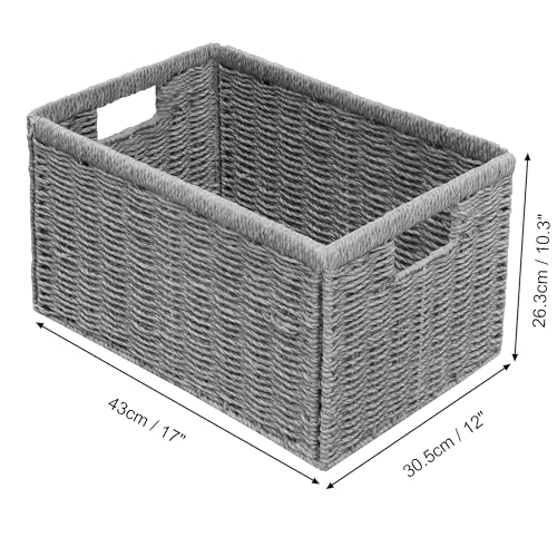 Vagusicc 2 Packs Large Wicker Storage Basket, Closet Storage Baskets Bins for Shelves, Decorative Collapsible Baskets for Organizing Clothes Toy Nursery Bathroom Organizers and Storage, Grey - color: Grey, size: Extra Large