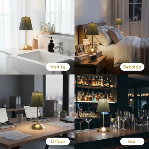 2-Pack LED Cordless Table Lamps, Green Rechargeable Battery Lamps - color: Gray-Green