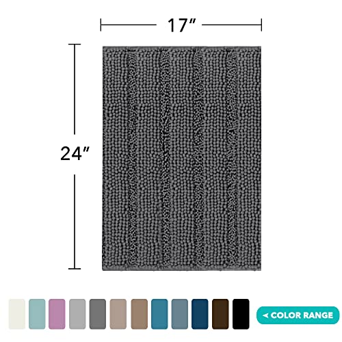 Turquoize Small Bathroom Rug 17x24, Soft Absorbent Chenille Bath Rug, Gray - color: Charcoal Gray, size: 17" x 24"