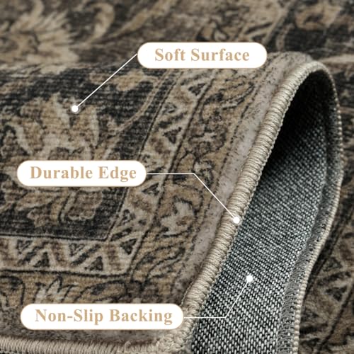 Washable Vintage Brown Kitchen Runner Rug Set of 3 - color: Retro | Brown, size: 20"x32"+20"x48"+20"x59"
