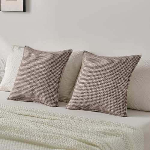 FUTEI Pack of 2 Chenille Throw Pillow Covers 18x18 Inch, Coffee - color: Coffee, size: 18" x 18" (Pack of 2)