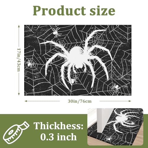 Black White Spider Web Indoor Door Mat Non-Slip Halloween Doormat Washable Decorative Mat Rug for Outdoor Entryway Kitchen Bathroom 17x30 Inch - color: Black White Spider Web