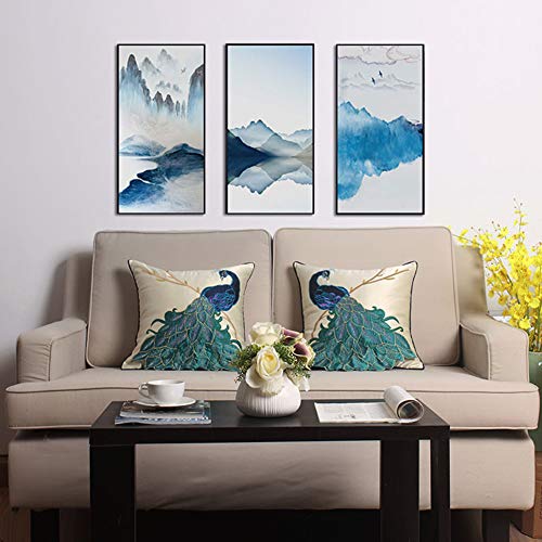 vctops Embroidered Peacock Decorative Throw Pillow Case Silky Satin Cushion Cover Peacock 1 18"X18" - color: Peacock 1, size: 18" x 18" (Pack of 1)